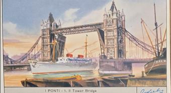 Liebig Chromo 1783 Il Ponti, Italiaanse serie met beroemde bruggen zoals Tower Bridge en Ponte di Brooklyn.