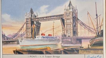 Liebig Chromo 1783 Il Ponti, Italiaanse serie met beroemde bruggen zoals Tower Bridge en Ponte di Brooklyn.