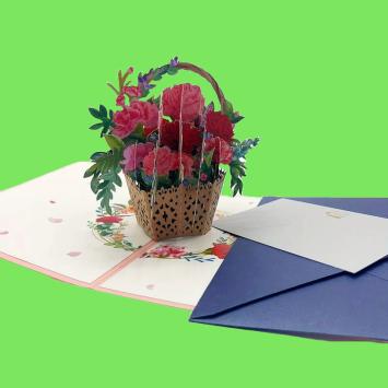 3D flower basket pop-up card interior, buy-chromos.com