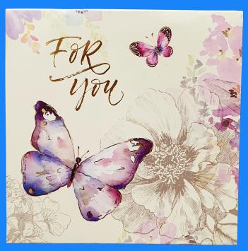 3D butterfly pop-up card with butterflies and calligraphy text, buy-chromos.com